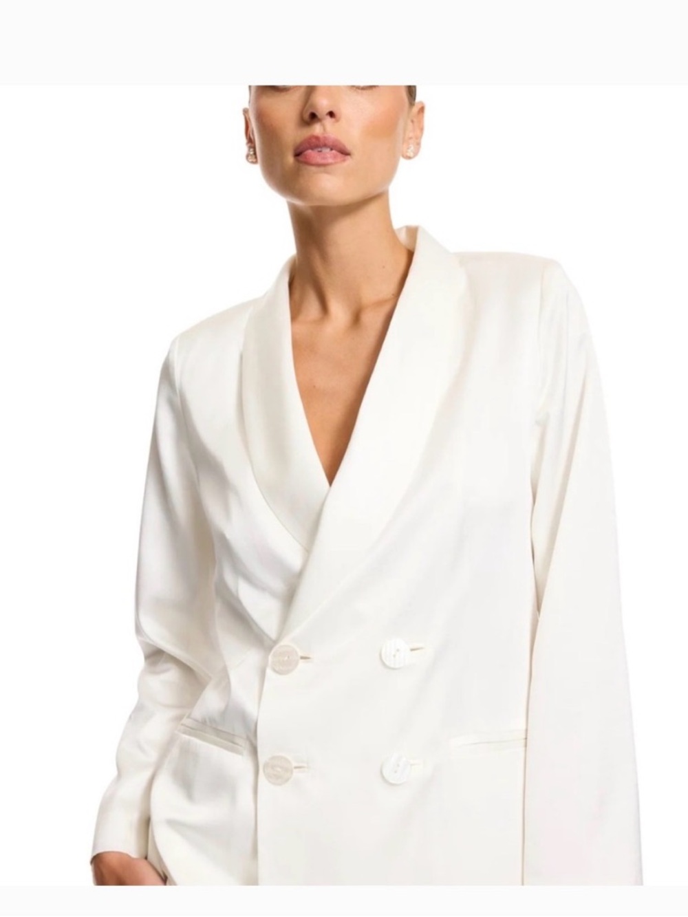 Kyha Inari Satin White Blazer - Medium